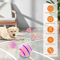 Bolas interativas inteligentes do cão, Controle remoto Dog Chew Toy Ball para mastigadores agressivos, 4 horas correndo tempo rolando bolas para cão - Image 5