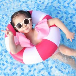 Anel de natação colorido para crianças Padrão listrado Flutuadores engrossados Piscina de PVC Círculo flutuante inflável Brinquedo divertido de água - Image 4