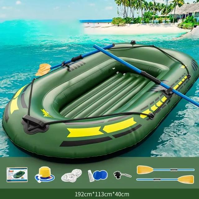 Canoa Inflável de PVC Duplo 192x113cm para Pesca e Rafting com Remos e Bomba Inclusos