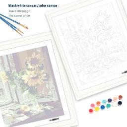 Kit pintura a óleo de girassol para decoração de casa, pintura sobre tela, arte da parede, pintados à mão, flor, presente, diy - Image 2