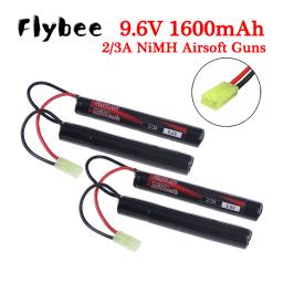Nimh 2/3a bateria, 8s borboleta nimh, 9,6 v, 1600mAh, com conector mini tamiya para armas de airsoft mp5 m4 g36c m110 sr25 m249 - Image 1