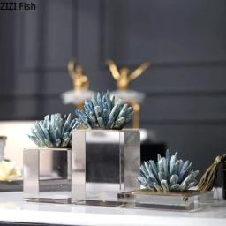 Flor de cristal artesanato base mármore escultura design moderno ornamentos sala estar mobiliário mesa decoração criativa obras de arte - Image 1