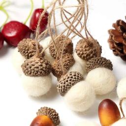 10 pçs árvore de natal pendurado pingente diy feltro pinho cone bolas decorações de mesa enfeites de árvore de natal 10x2x2cm - Image 3