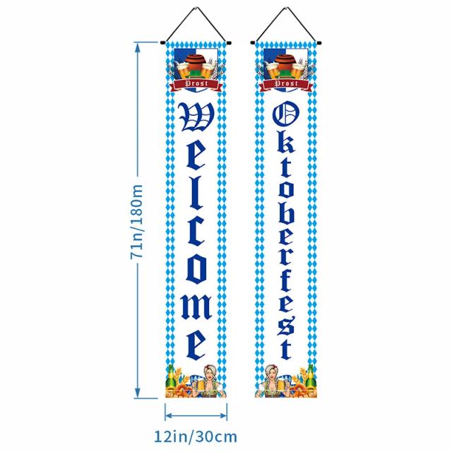 Banner suspenso para festas ao ar livre - Bandeira de Oktoberfest em poliéster para decoração de eventos e home decor, 1 par.