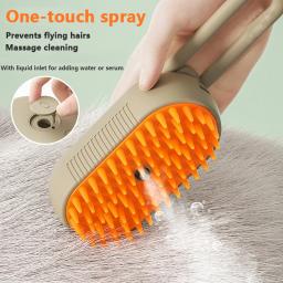 Cão e gato vapor escova spray massagem, Pet Grooming pente, produto da remoção do cabelo, 3 em 1 - Image 2