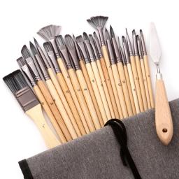 24 pçs profissional pintura pincel artistas kit para iniciante aquarela óleo pedra rocha pintura da lona mininaturas diy eas - Image 1