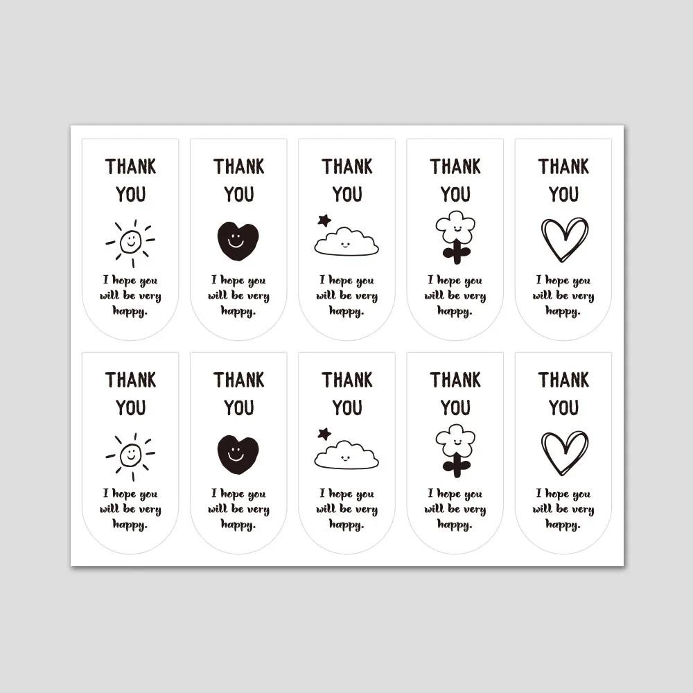 Bonito obrigado adesivos, etiquetas de selagem, caixa de presente, embalagem, cozimento, casamento, embrulho, festa, pequeno, negócio, 3x6.5cm, 50-100Pcs Pack - Image 1