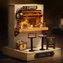 DIY Mini Doll House Kit com Móveis, 3D Puzzle Assembly, Brinquedos Modelo de Construção, Coffee Shop, Decoração do Quarto, Casa - Image 1