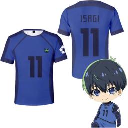 Camiseta de time de futebol anime masculina, camiseta solta estampada 3D, manga curta, fechadura azul, moda casual, infantil, 2024 - Image 1