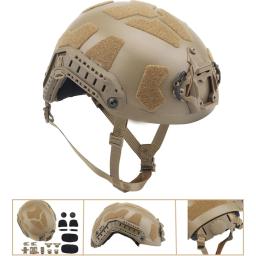 Conjunto de capacete tático com óculos de airsoft, fone de ouvido de tiro, montagem LG24, luz de identificação, bolsa de bateria, modelo de câmera, máscara balaclava - Image 2