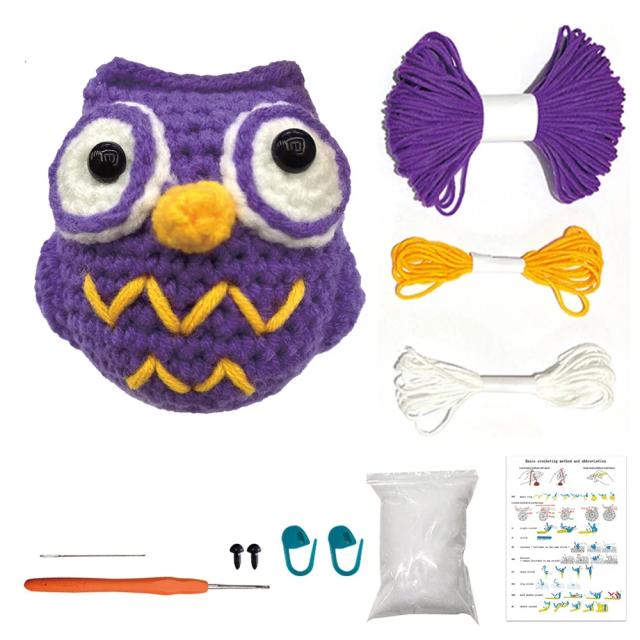Conjunto Completo de Ferramentas para Crochê: Fio de Algodão, Agulhas, Ganchos e Boneca de Pelúcia para DIY em Adultos