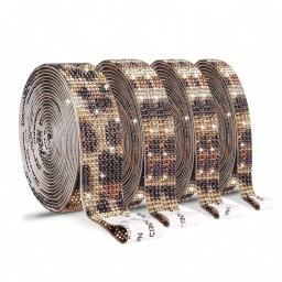 Rhinestone auto-adesivo e Diamond Bling Ribbon, adesivo de cristal, envoltório para artesanato, rolo de fita Jewel, leopardo, 1 pc - Image 1