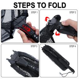 Sougayilang ferramenta de pesca rede de pesca trackle 75/95/115cm portátil retrátil dobrável rede de pesca para baixo carpa truta pesca - Image 4