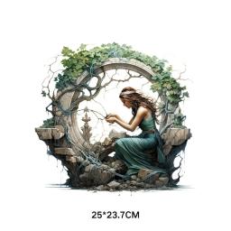 Adesivos de vinil de transferência de calor para meninas, fotos de arte da natureza e magia, Patches térmicos para roupas, DIY T-shirt Applique, 25cm - Image 4