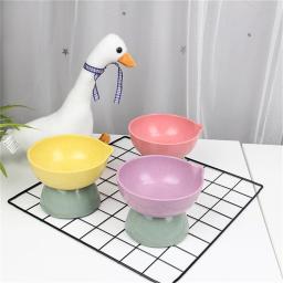 Alimentador elevado para animais de estimação com suporte Fibra de bambu Tigelas criativas de comida e água Alimentador de gatos e cães - Image 1