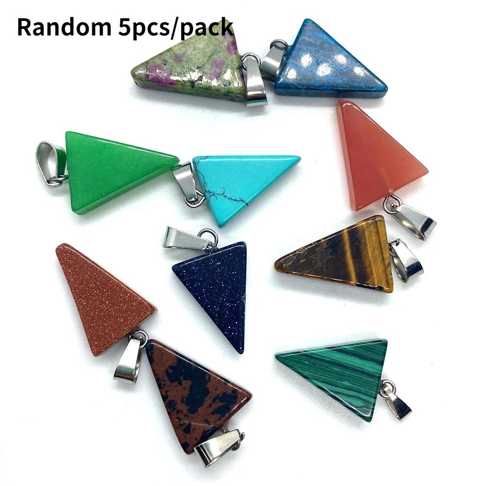 5 pçs/set pedra natural pingente de várias formas cor pêndulo estrela lua coração encantos para pulseira colar jóias acessórios - Image 1