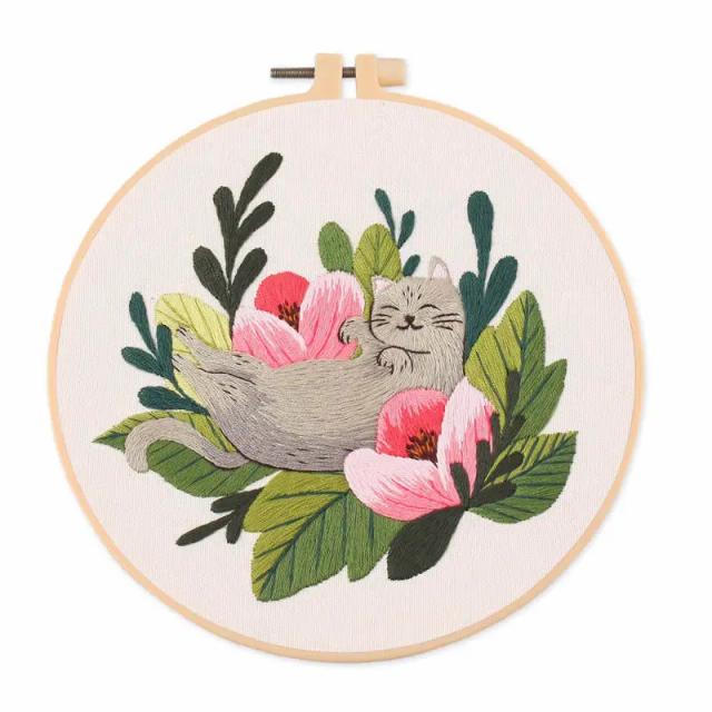 Kit de Bordado para Iniciantes: Conjunto DIY de Ponto Cruz com Flor Impressa para Artesanato e Decoração de Casa, Presente Ideal para o Dia dos Namorados