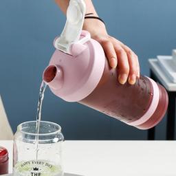 Garrafa de água esportiva plástica sem BPA, agitador de proteínas para academia, copo de mistura ao ar livre, copos vazados, 3 camadas, 450ml - Image 3