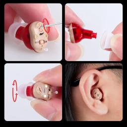 Aparelho auditivo recarregável, mini alto-falante sem fio, fone de ouvido invisível para idosos - Image 4