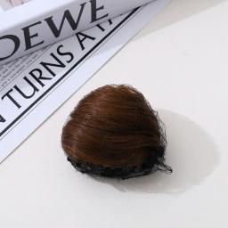 Bun de cabelo sintético coreano para mulheres, preto, marrom, reto, grampo, extensão do cabelo, hairpieces para mulheres, chignons de orelha de gato, 2pcs - Image 4