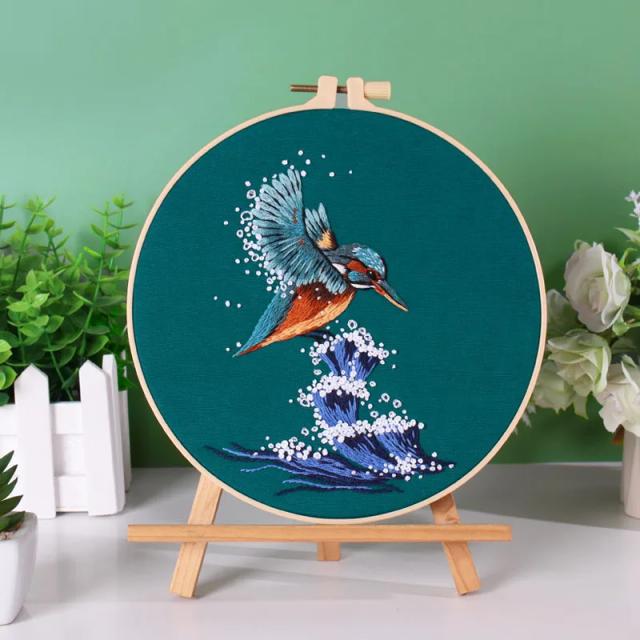 Kit de Bordado Costeiro com Tartaruga Seabird - Ideal para Iniciantes em Ponto Cruz e Needlepoint em Tema de Praia