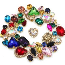 Fivela De Cristal De Strass Brilhante, Forma Mista Costurar Em Vidro, Garra De Ouro, Decoração De Casamento DIY, Roupas, Sapato, Vestido, 10 Cores, 50Pcs por Saco - Image 4