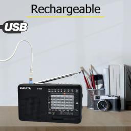 XHDATA-Receptor de Rádio Portátil, FM, AM, SW, 4 Ω, 3W, FM, Suporte TF Card, MP3, Leitor de Música, D328 - Image 4