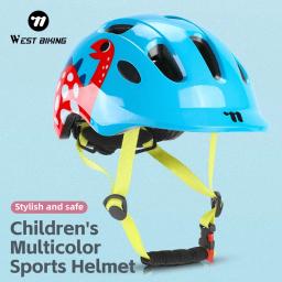 West biking crianças capacetes de bicicleta ajustável jovens meninos meninas engrenagem criança capacete leve multi-esporte scooter bicicleta chapéu - Image 2