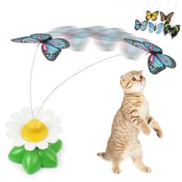 Brinquedo elétrico giratório automático do gato, Gatinho engraçado de plástico, Brinquedos interativos do treinamento, Borboleta colorida, Pássaro, Gatinho de estimação, Cão - Image 1