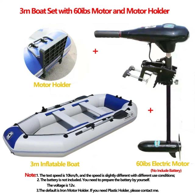 Barco Inflável com Motor Elétrico para Pesca e Canoagem - Ideal para 1 a 5 Pessoas em Atividades Aquáticas de 1,75 a 3,3 m