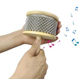 De madeira Cabasa percussão mão Shaker, instrumentos musicais, grânulos de aço inoxidável - Image 1