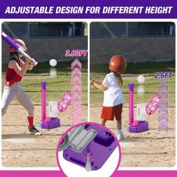 Conjunto de beisebol com pitching machine T ajustável, taco telescópico e bolas, brinquedo esportivo ao ar livre no quintal, Halloween e Natal - Image 6