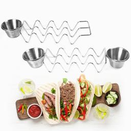 Taco Titular Rustproof Alta Resistência Taco Rack Resistant Food Storage Holder Aço Inoxidável Taco Suporte com Dipping Cup - Image 2
