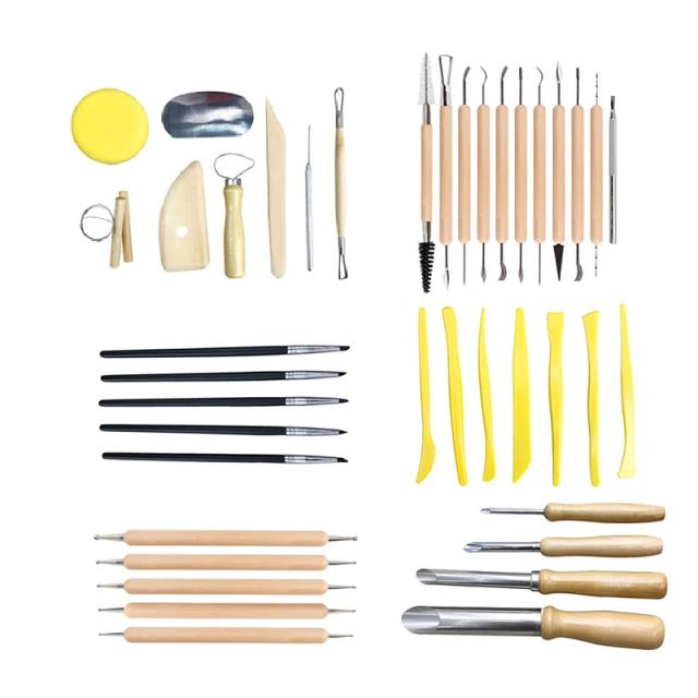 Kit de Ferramentas de Escultura em Argila Olaria com 9 a 61 Peças para Artesanato e Modelagem em Cerâmica