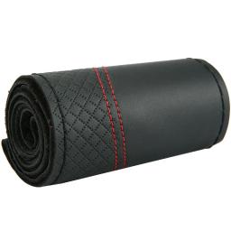 Couro Genuíno Braid Volante Tampa, Camada Superior, Embossing Mão Ponto, Acessórios Interior Do Carro, 15" - Image 4