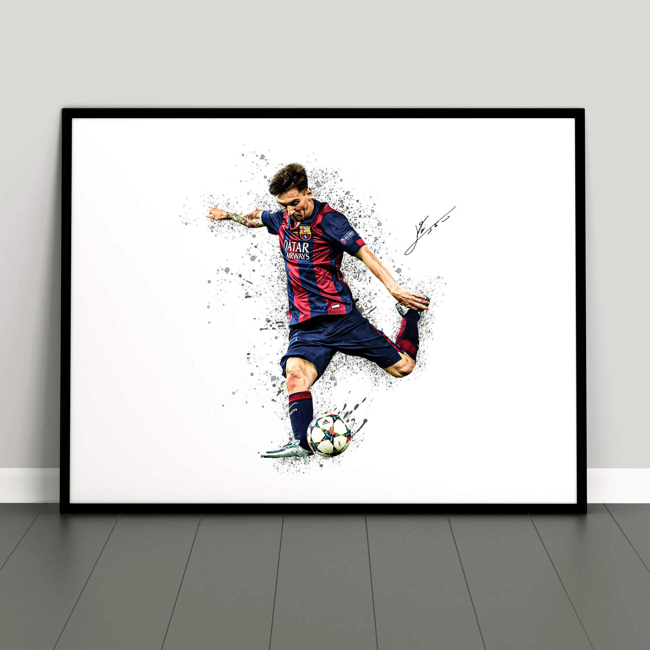 Abstrato aquarela atleta Poster Print, Lionel Messi Mbappé e Neymar, Pintura em tela, Wall Art for Living Room, Home Decor - Image 1