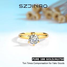 100% genuíno 18k ouro moissanite anel espumante anel de diamante para mulheres aniversário de casamento noivado presente de casamento jóias finas - Image 1