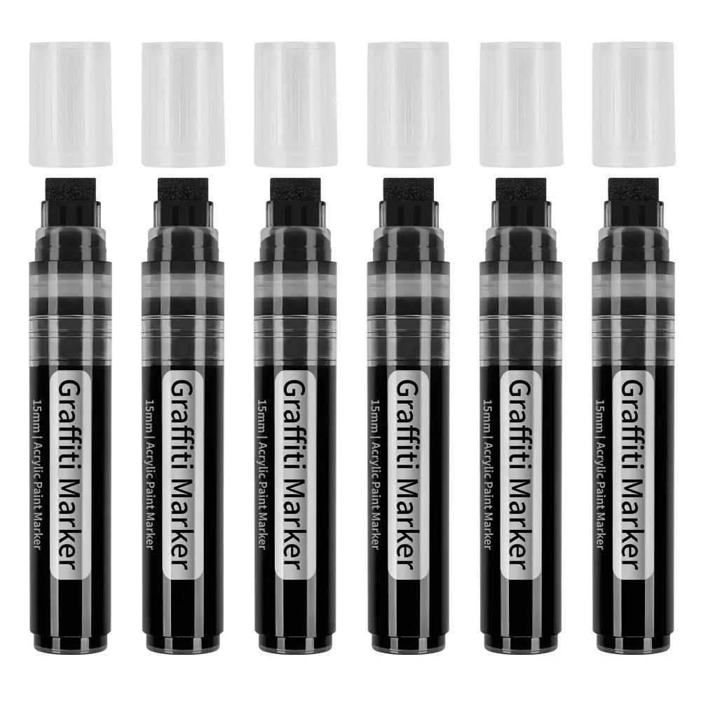 Canetas grandes de tinta acrílica para desenho, marcador prático, caligrafia DIY, sem desbotar, resistente ao desgaste, suprimentos de escrita, ponta larga, 15mm - Image 1