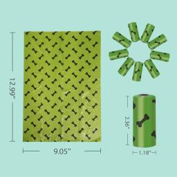 Biodegradável Dog Cocô Sacos, verde e mais grosso Pet Supplies, Eco-Friendly, PE, 1 Conjunto - Image 6
