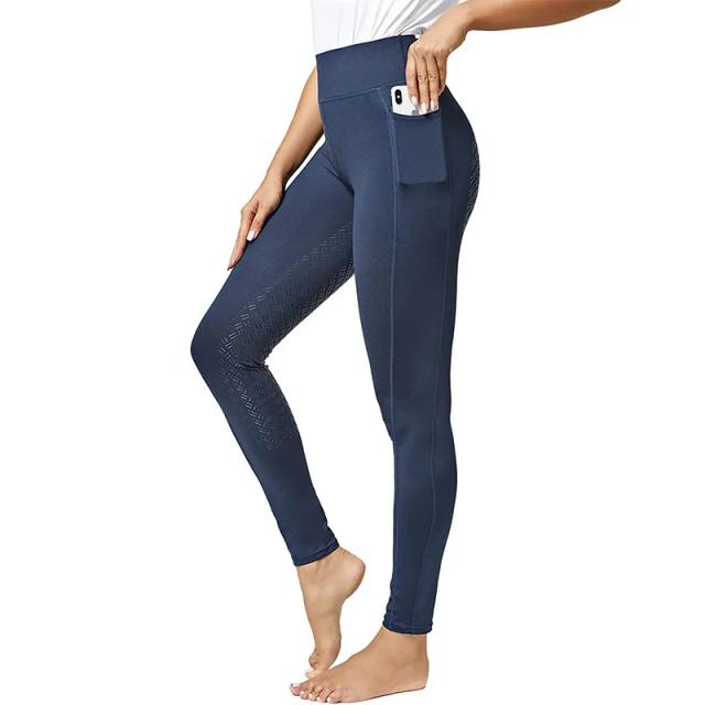 Calças de Equitação Femininas com Assento Completo de Silicone e Cintura Alta
