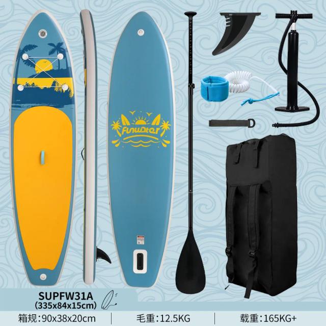 Prancha Inflável Stand Up Paddle Board SUP para Surf - Kit Completo com Remo, Fins, Corda de Pé e Inflador
