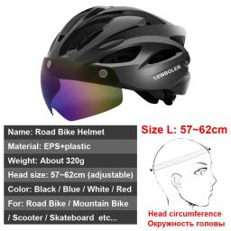 NEWBOLER-Capacete de ciclismo com óculos para homens e mulheres, luz LED, estrada, mountain bike, lente removível, ciclismo - Image 2