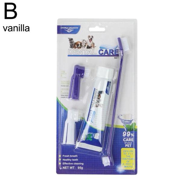 Kit Completo de Cuidados Dentais para Cães: Creme Dental, Escova e Acessórios para Limpeza dos Dentes em 4 Peças