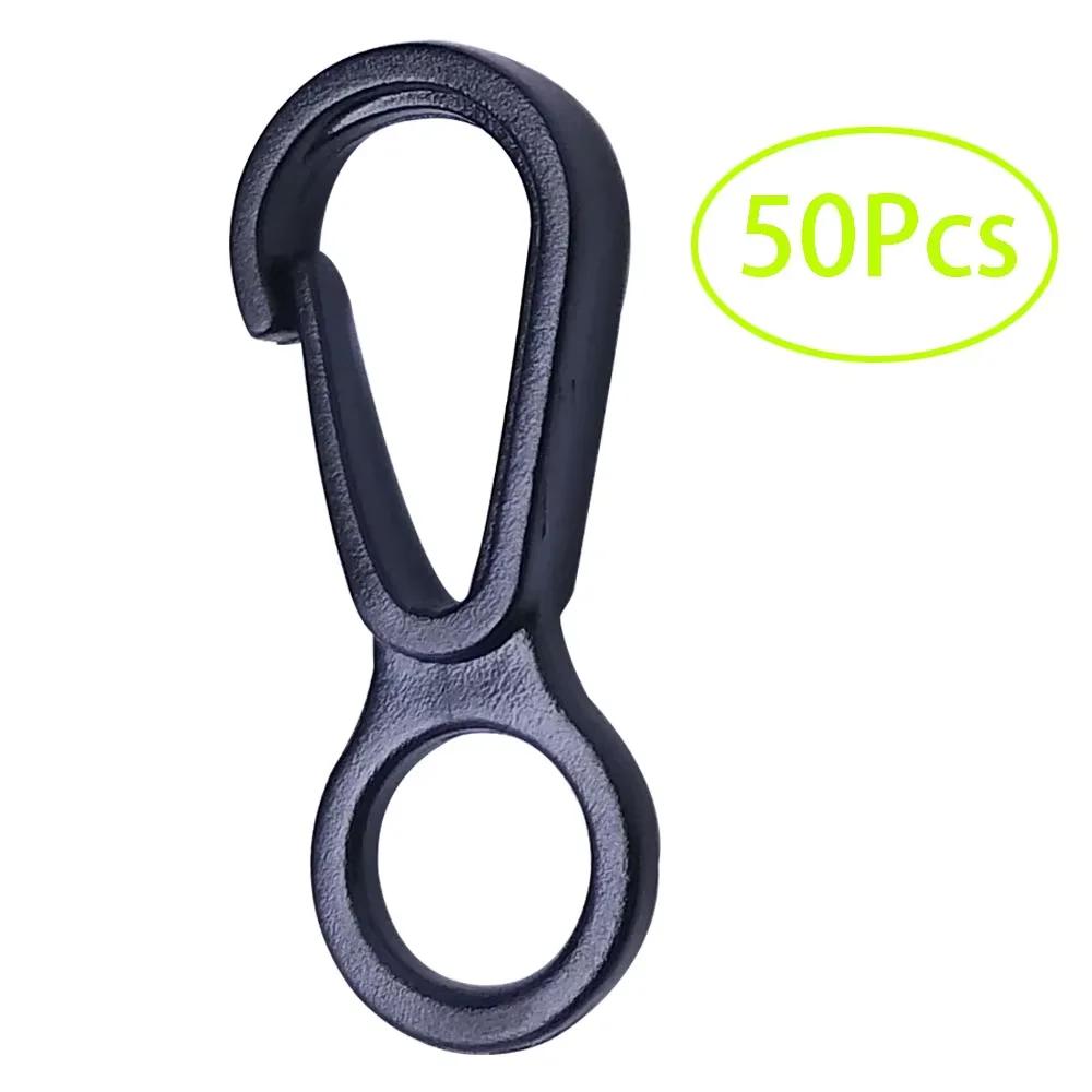 50 pçs 100 pçs plástico mini círculo snap gancho lagosta clipe para acampamento caminhadas mochila diy chaveiro fecho - Image 1