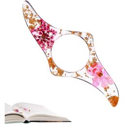1pc suporte de livro de dedo, marcador de polegar de flor seca transparente de resina, suporte de página de anel de polegar feito à mão - Image 3