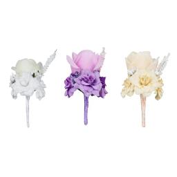 Flores artificiais lapela pin, Boutonniere casamento para convidado, Broche Pin - Image 2