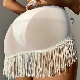 Top de capa com saia feminina, roupa de banho de praia com babados, roupa de banho pura, verão 2022 - Image 3