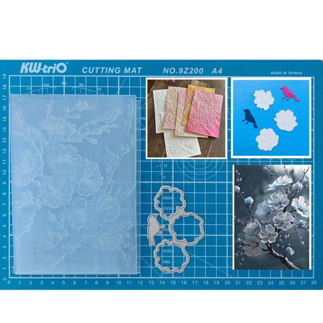 Conjunto de 2 Peças de Pasta de Embossing em 3D para Scrapbooking, Materiais DIY e Decoração de Cartões e Álbuns de Fotos