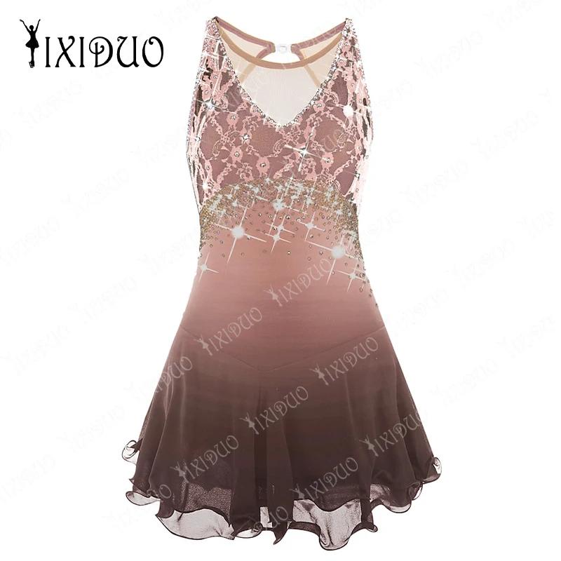 Meninas Ballet Dança Collant, Patinação Artística Ginástica Desempenho Traje, Strass Brilhante, Borla Bodysuit, Latina Cha Cha - Image 1