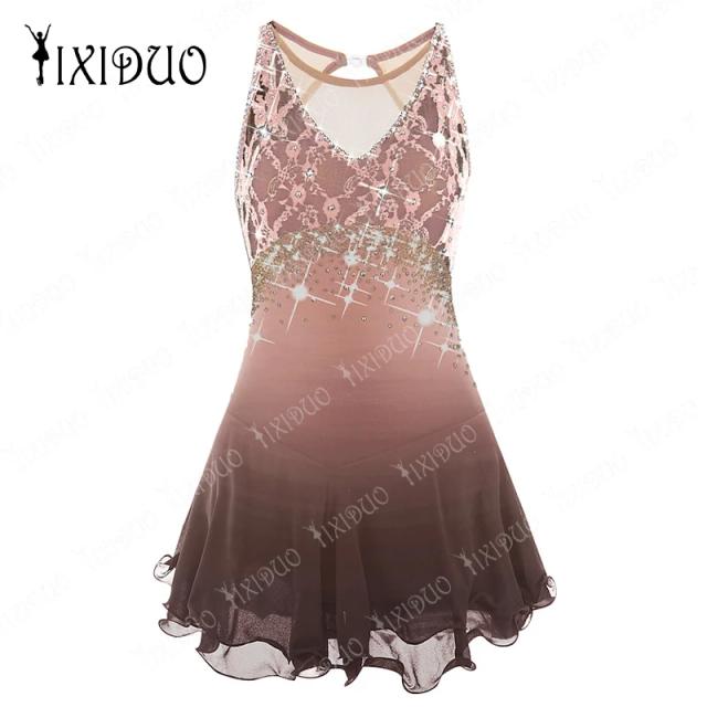 Traje de Desempenho para Meninas: Collant de Ballet com Strass Brilhante e Borla para Patinação Artística e Dança Latina Cha Cha